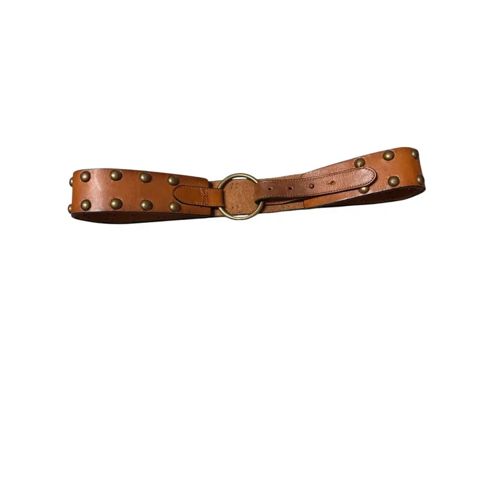 Abercrombie & Fitch Studded Leather Belt Brown Size Small 42” - Picture 4 of 6